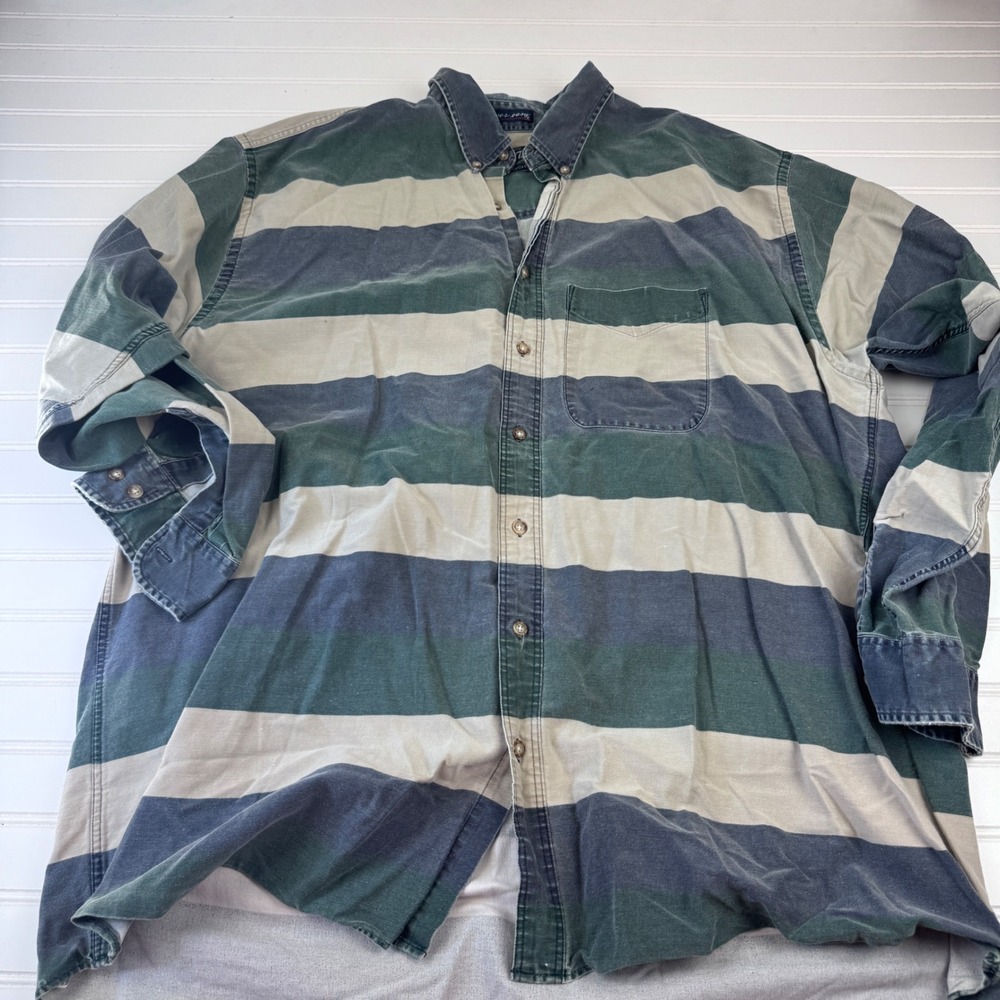 Vintage 417 Van Heusen Men's XXLT Long Sleeve Button Down 100% Cotton Striped